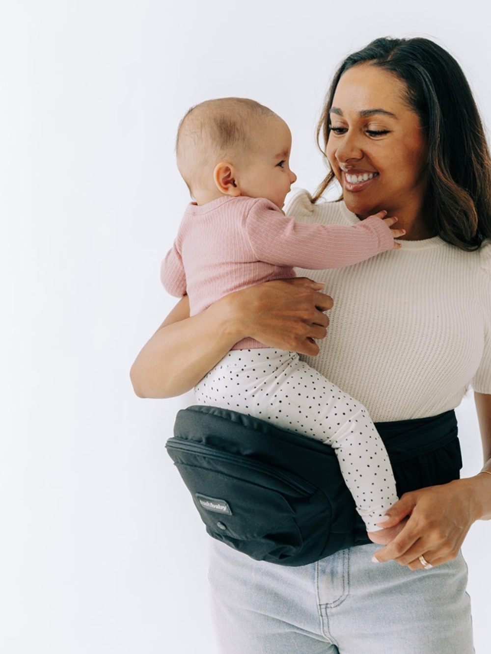 Black Tushbaby Hip Seat Carrier - Comfortable Hands-Free Support